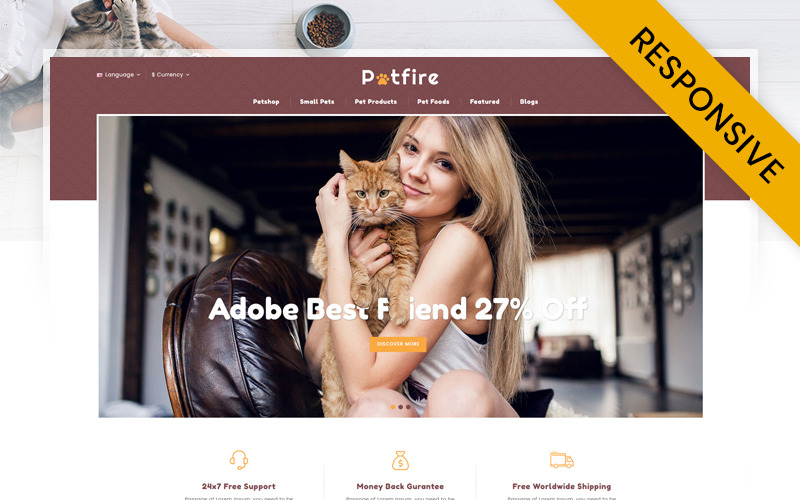 Petfire - Адаптивный шаблон OpenCart для магазина животных и домашних животных