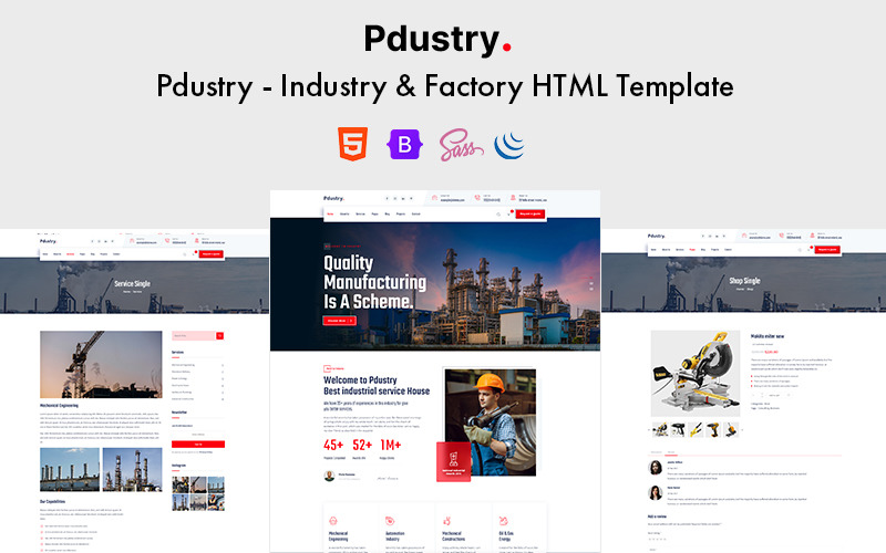 Pdustry — HTML-шаблон для промышленности и производства
