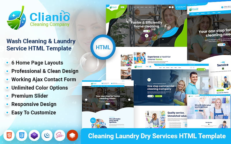 Clianio - Очистка Сухая стирка Услуги прачечной HTML-