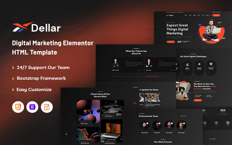 Dellar – Шаблон HTML5-сайта для цифрового маркетинга