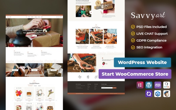 SavvyArt - Handmade & Crafting - Лучшая тема WooCommerce для конверсии