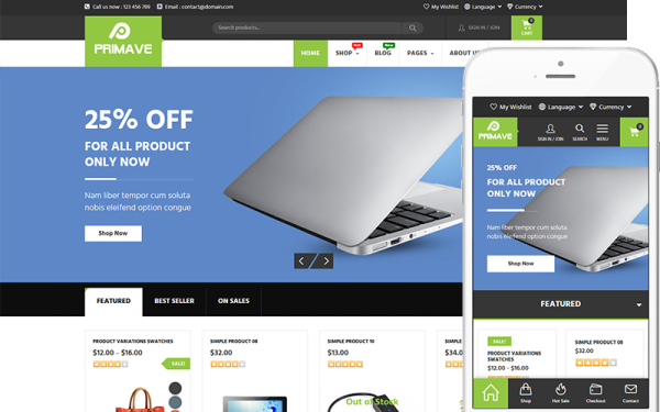 Primave - Многоцелевая тема Тема WooCommerce