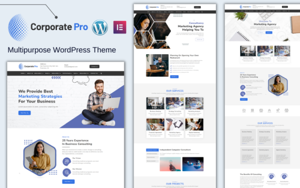 Corporate Pro — многостраничная тема WordPress с использованием Elementor Builder