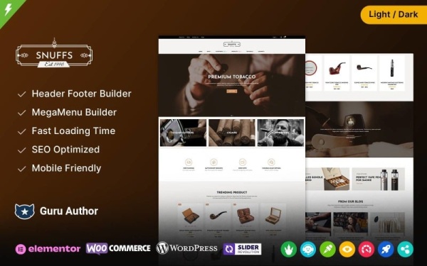Snuffs - Магазин табака и сигар Elementor WooCommerce Responsive Theme