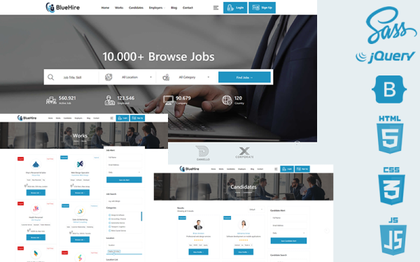 BlueHire - Шаблон веб-сайта Html5 и CSS3 для портала вакансий