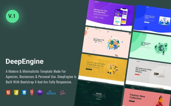 DeepEngine - Многоцелевой бизнес-шаблон премиум-класса на HTML5