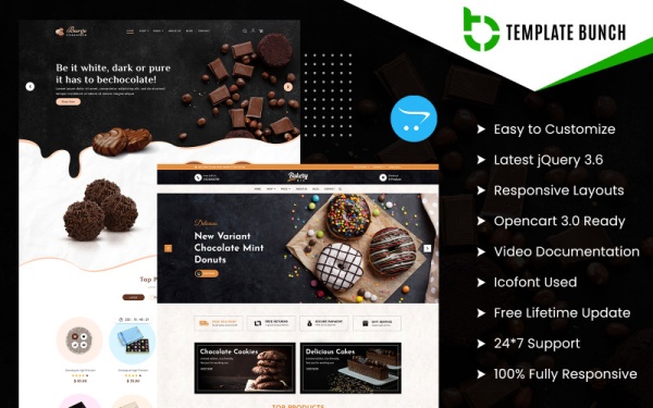 BargeBaker - Адаптивная тема OpenCart для шоколада и хлебобулочных изделий для шаблона сайта электронной коммерции