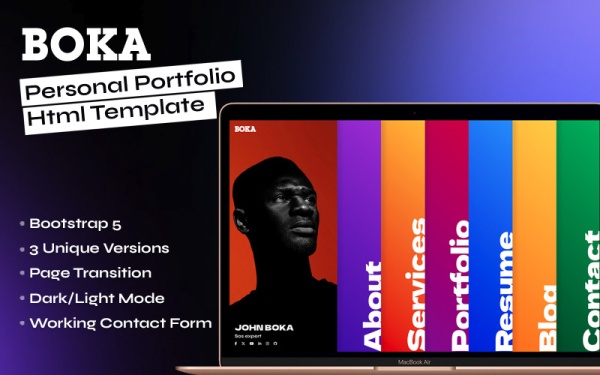 Boka - HTML-шаблон личного портфолио
