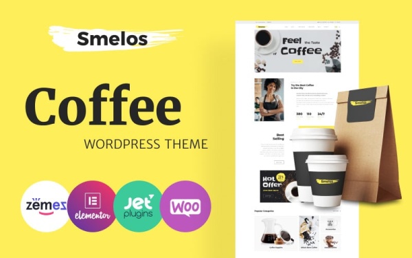 Смелос - кофейня ECommerce Classic Elementor Тема WooCommerce