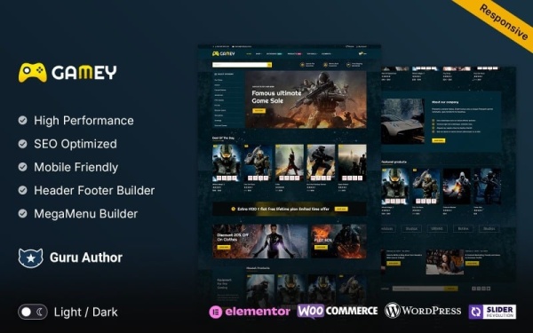 Gamey - онлайн-игра Elementor WooCommerce Theme