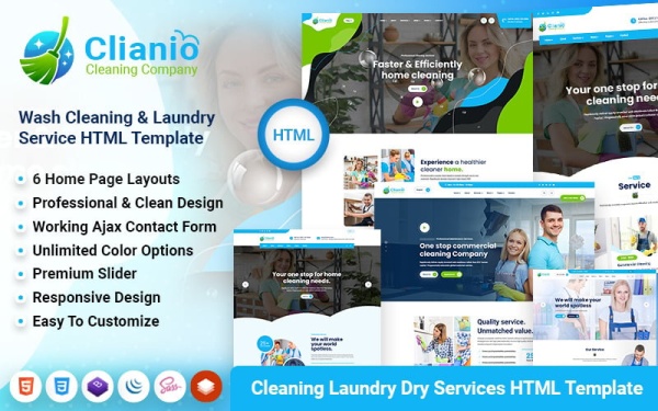 Clianio - Очистка Сухая стирка Услуги прачечной HTML-