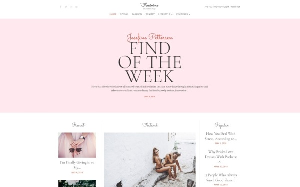 Feminine - тема WordPress для женского блога Elementor