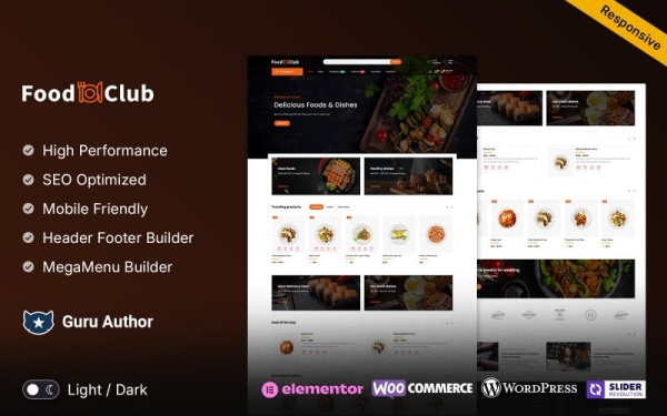 Foodclub - Многоцелевой адаптивный магазин WooCommerce для продуктов питания и ресторанов