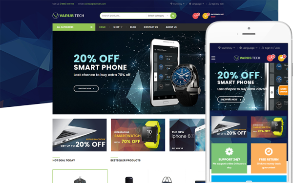 Varus Tech - Тема магазина электроники WooCommerce Theme