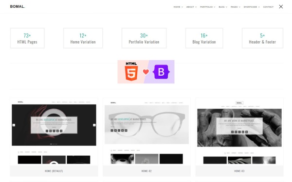 Минимальный шаблон портфолио Bomal Bootstrap 5
