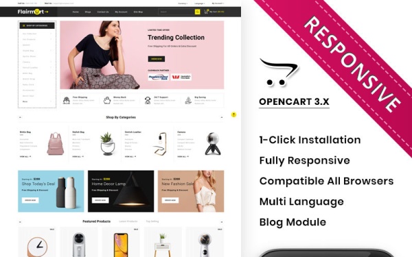 Flairmart - шаблон OpenCart для мегамагазина