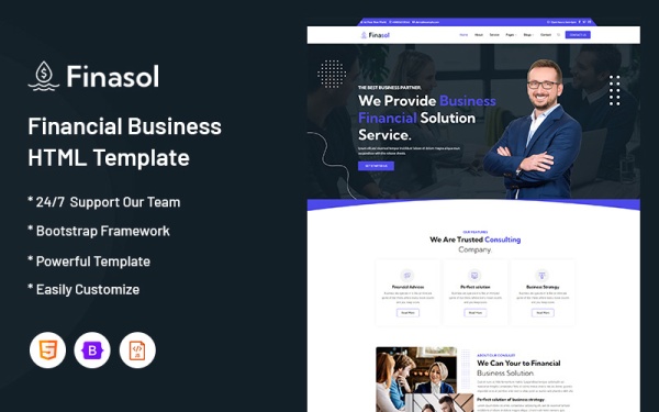 Finasol – Шаблон веб-сайта финансового бизнеса