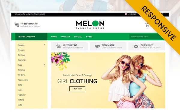 Melon - Магазин модной одежды OpenCart Адаптивный