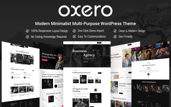 Oxero — современная минималистичная многоцелевая тема WordPress