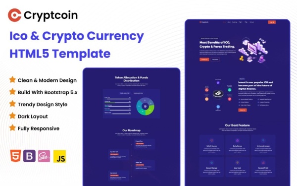 Cryptcoin — HTML-шаблон Ico и криптовалюты