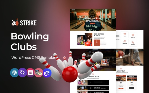 Strike - Боулинг-клубы Многоцелевая WordPress Elementor