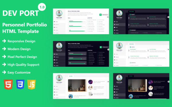 DevPort - HTML-шаблон личного резюме / портфолио резюме