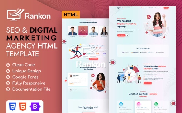 RankOn - HTML-шаблон цифрового агентства SEO-маркетинга