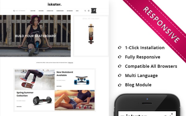 Iskater - отзывчивый шаблон OpenCart Sport Hub