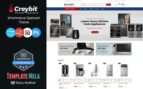 Creybit - Электроника и многоцелевой шаблон OpenCart