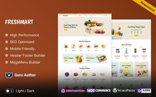 FreshMart — тема WooCommerce для продуктов и органических продуктов Elementor