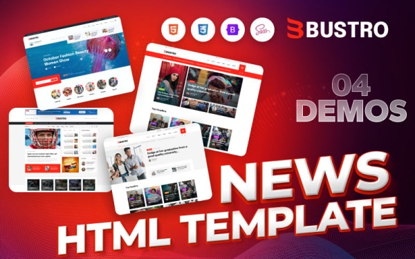 Bustro - HTML-шаблон новостей и журналов